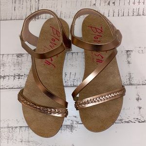 Girls Rose Gold Velcro Sandals